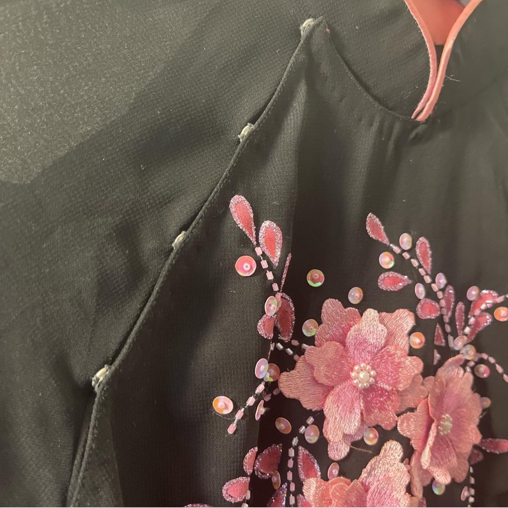 Vintage Ao Dai cherry blossom tunic dress - Picture 7 of 8